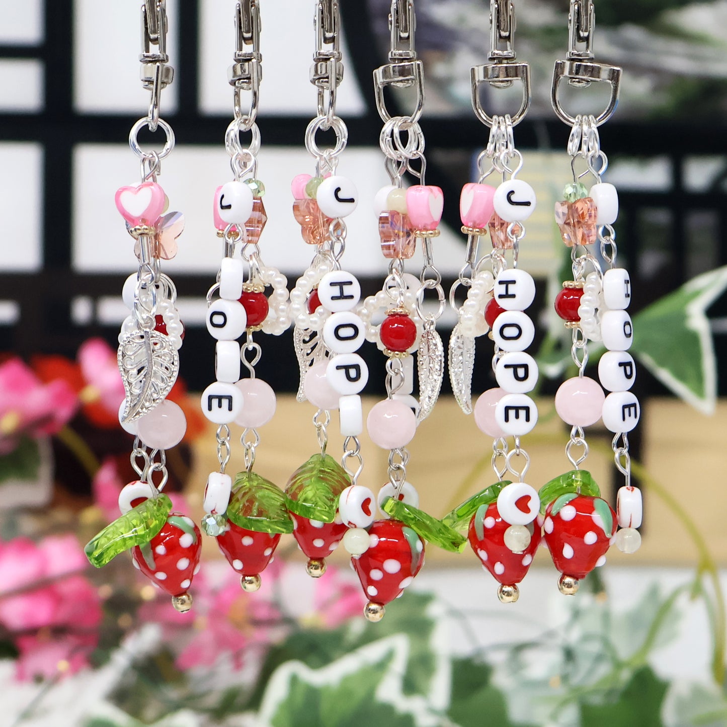J-Hope Strawberry Bead Keychain