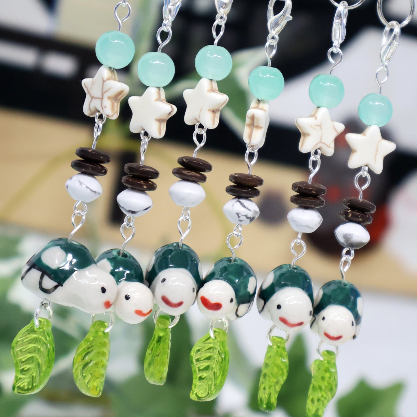 Turtle-Leaf Beaded Phone Charm